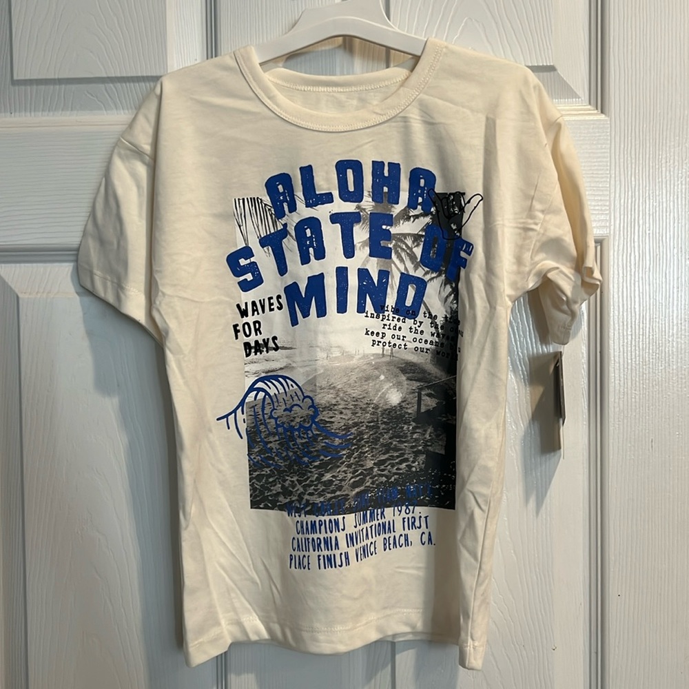 Grayson Threads Kids NWT Aloha State Of Mind Graphic Tee Short Sleeve Tan Boys